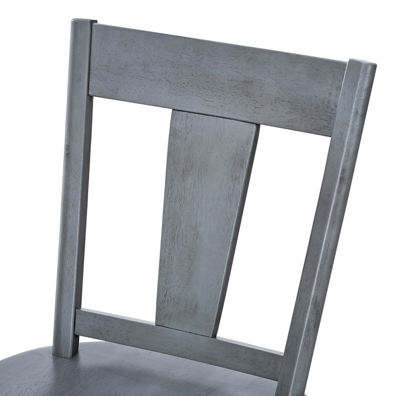 17" Wide Modern Country Farmhouse Wood Dining Room Chairs, Gray, 6