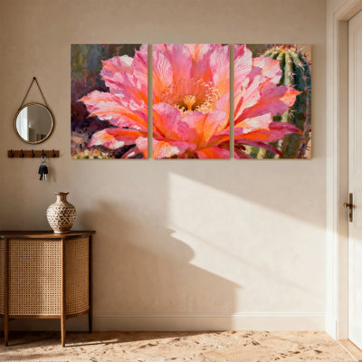  «Cactus Flower Art Print», ensemble de 3 impressions sur toile