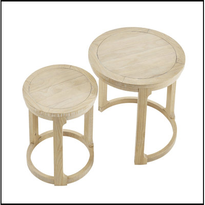Ensemble de 2 Amabilia rondes en bois avec des pieds robustes