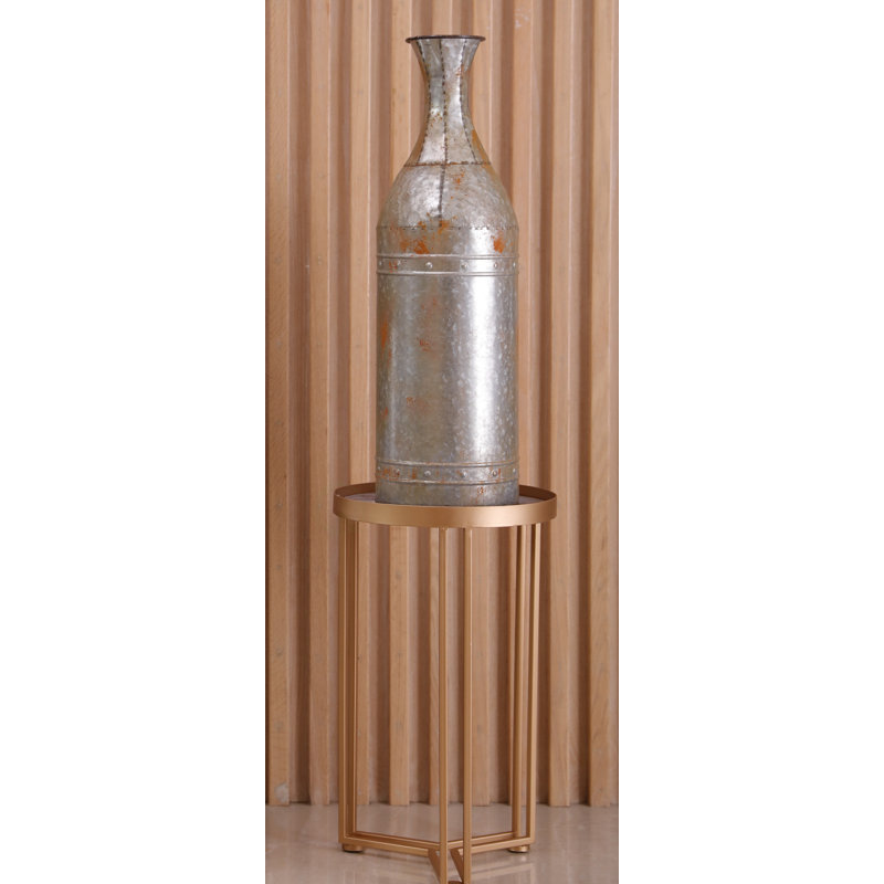 Vase de plancher décoratif en métal galvanisé campagne Hytop, H 25,25 po x L 7,5 po x P 7,5 po