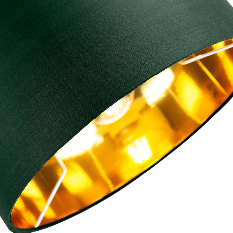 Contemporary Cotton Lamp/Light Shade with Shiny Paper Inner, Forest Green, 22cm H x 35cm W x 35cm D