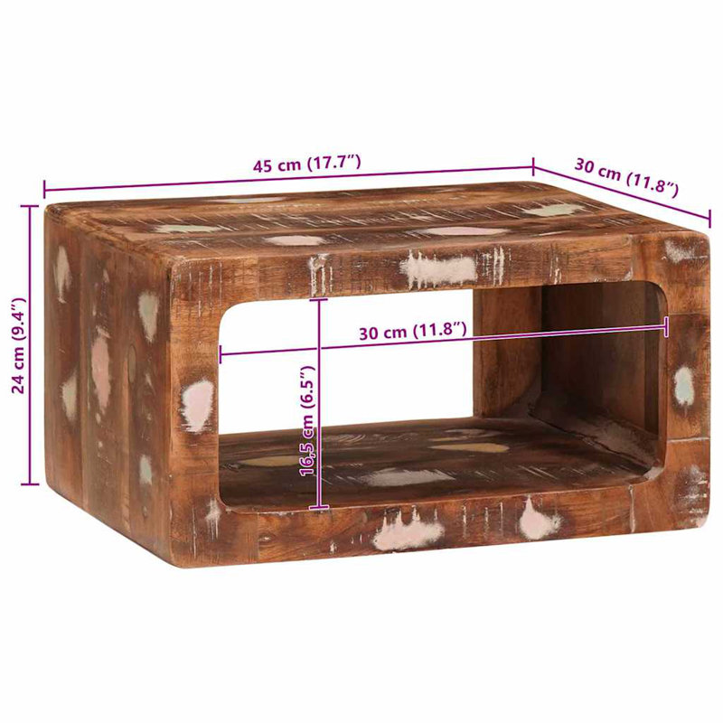 45cm W Solid Wood Bedside Table, Brown