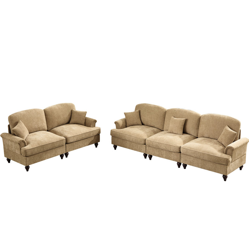 Canapé modulaire à 3 places et 2 places avec pieds fuselés Coffee et jupes amovibles. Doux et confortable en forme de pétale classique en forme de pétale, mousse à haute densité pour dossiers floraux. Fait de chenille