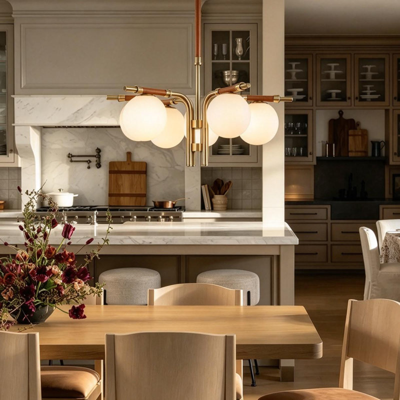  Lustre sphérique moderne à 4 lumières avec globe en verre Royelle