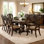 Ceja Traditional 9-Piece Extendable Dining Set with Cherry Finish, Gold Accents & Jacquard Upholstered Chairs – Seats 8