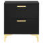 Table de chevet glamour noire et dorée - Esthétique de rangement moderne à 2 tiroirs-2092332548