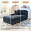 Chaise longue rembourrée en chenille bleue avec accoudoirs et coussins décoratifs-348563249-348563214