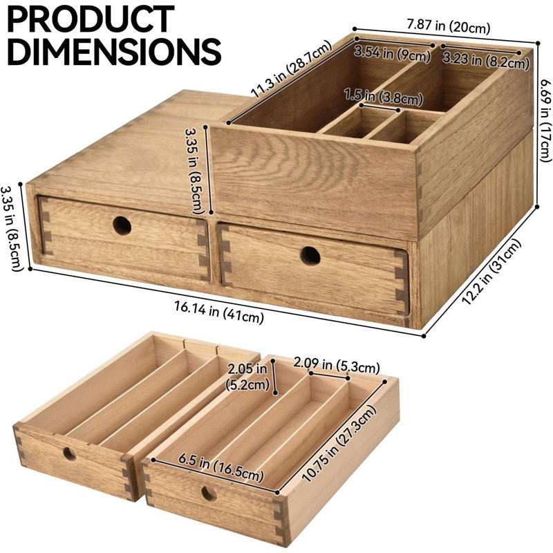 Wooden Coffee Bar Organizer With Drawers And Compartments For Coffee Pods, Mugs, And Condiments - Storage Solution For Your Coffee Station
