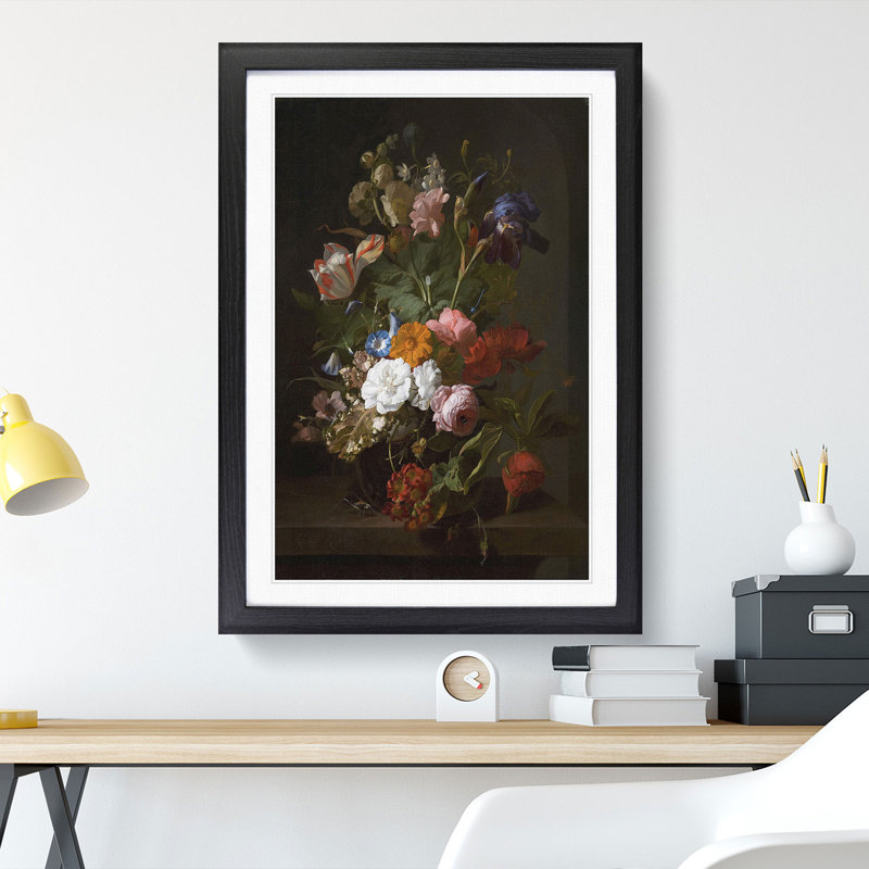Still Life with Flowers Vol.4 by Rachel Ruysch - Framed Print, Black, 65cm H x 48cm W x 2cm D
