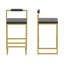 Ensemble de 2 tabourets de bar avec dossier et repose-pieds, chaises de salle à manger rembourrées en velours pour îlot de cuisine (doré et gris)-119331661-119331659
