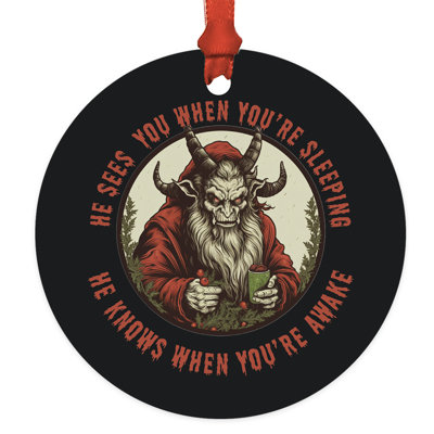 Ornement de Noël Krampus, il vous voit quand vous dormez, décor d'arbre d'horreur rétro