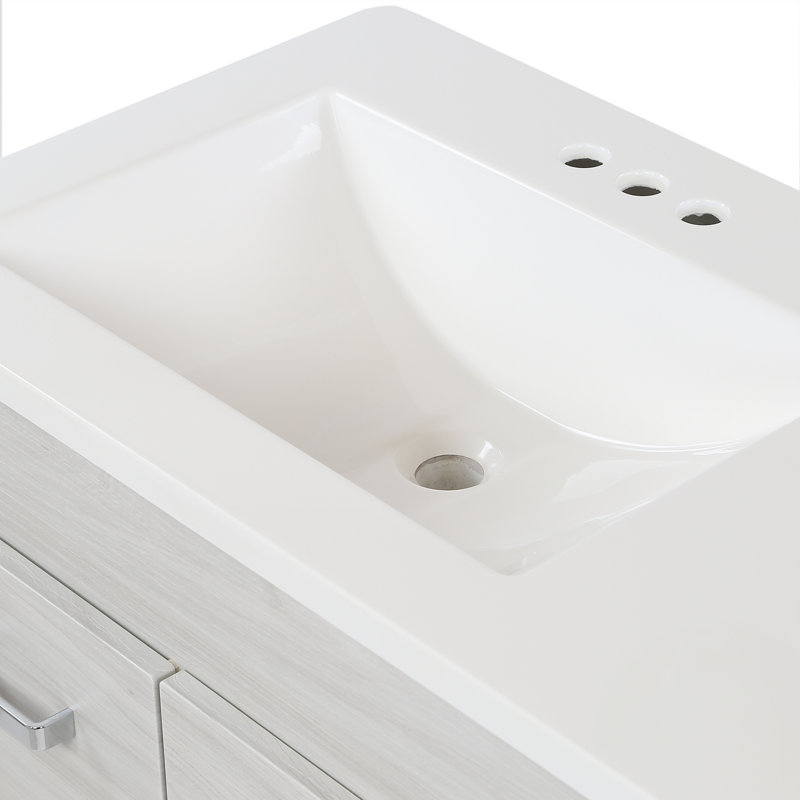 Meuble-lavabo simple 36,5 po avec plateau en marbre de culture, Orme SKy