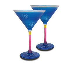 JoyJolt Meadow Butterfly 14 oz. Crystal Stemmed Martini Coupe