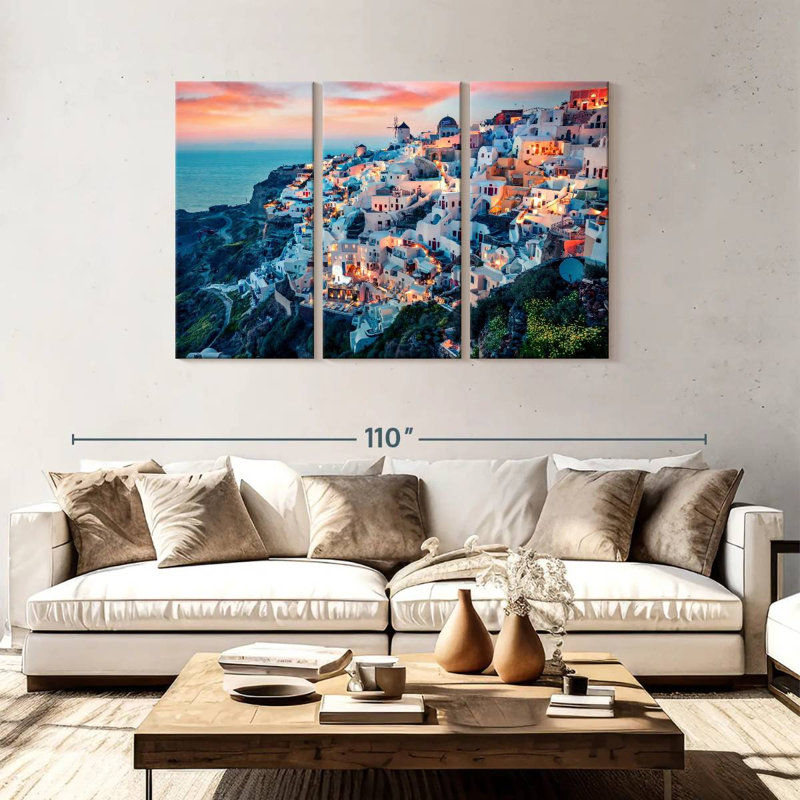 Célèbre village d'Oia, Sebbie, H 48 po x l 74 po