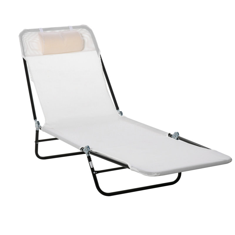 Outsunny Folding Chaise Lounge Chair, Pool Sun Tanning Chair, Outdoor Lounge Chair With Reclining Back, Breathable Mesh Seat, Headrest For Beach, Yard, Patio
