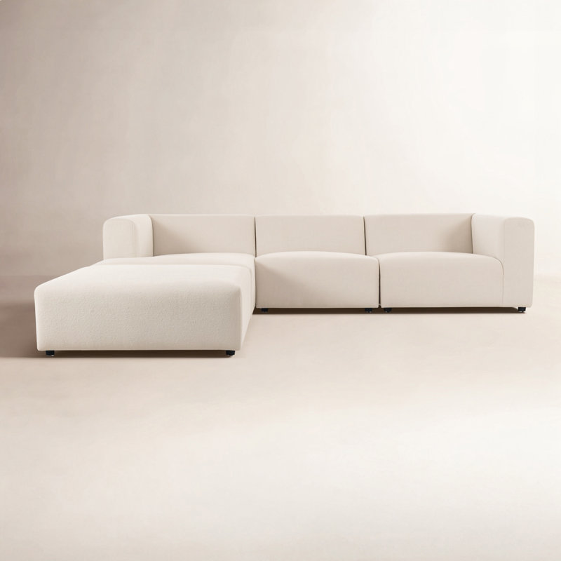 Lawndale 3PC LAF Sectional W/ Ottoman-Saxon Charcoal, Left Hand Facing, Fayette Cloud Polyester Blend