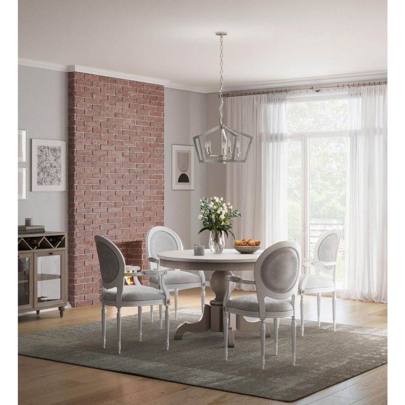 6 - Light Dimmable Geometric Chandelier, Brushed Nickel