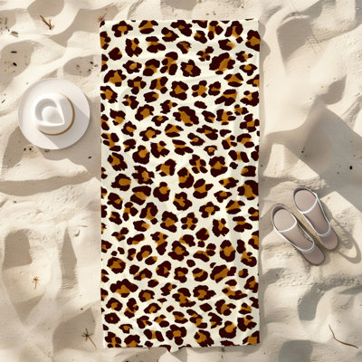  Serviette de plage légère en microfibre, absorbante sans décoloration, 30 po x 60 po, imprimé léopard