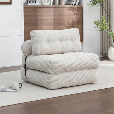 Canapé-lit pliant, canapé-lit convertible avec matelas pliable avec coussin de dossier et support pour dossier, canapé-lit pliant portatif, canapé-lit confortable pour le salon, beige, simple