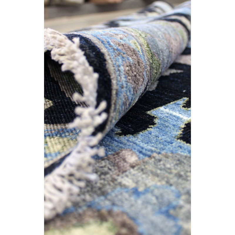 Harshang Floral Area Rug in Black, Rectangle 8'2" x 9'9"