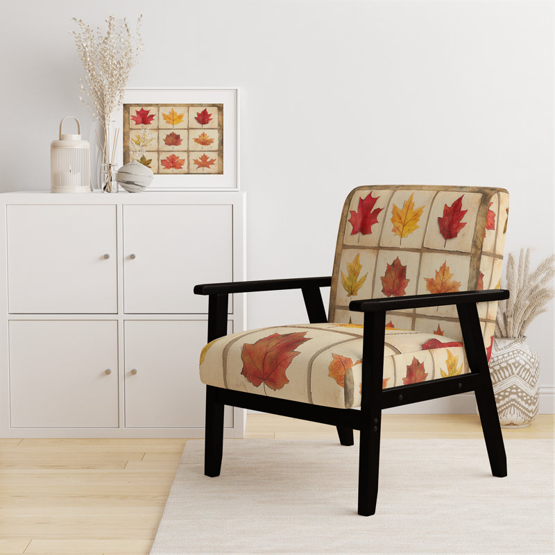 Chaise d'appoint Leaves - Autumn Leaves Collage, Black Square Arms