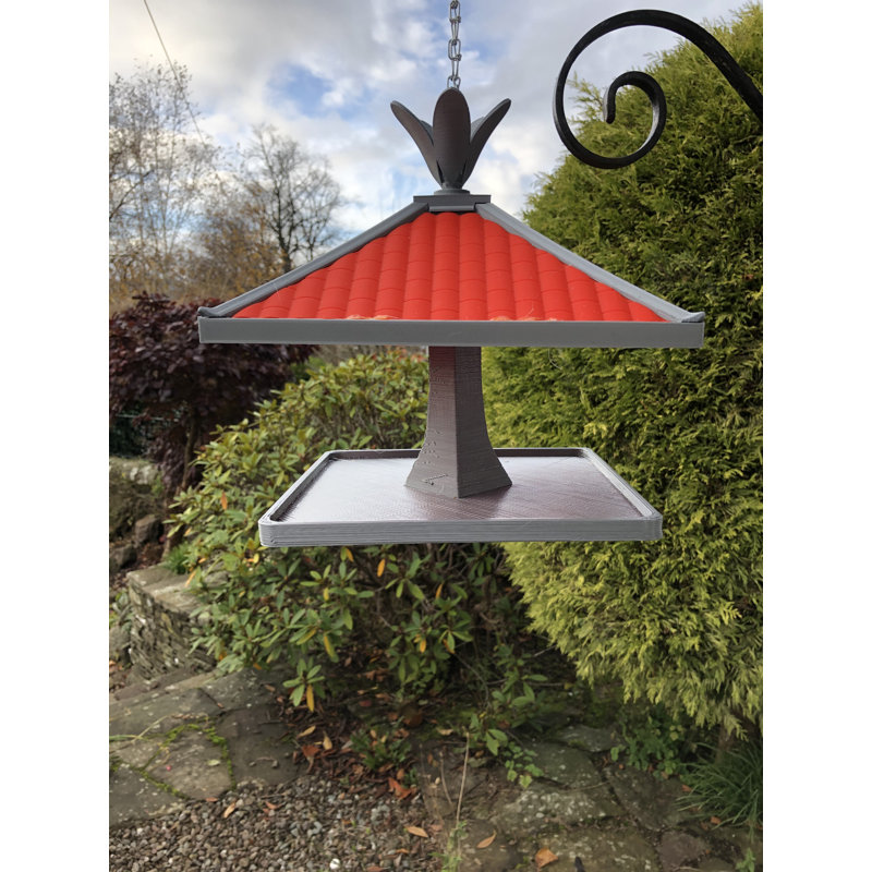 Aksharan Hanging Decorative Bird Feeder, Grey/Red