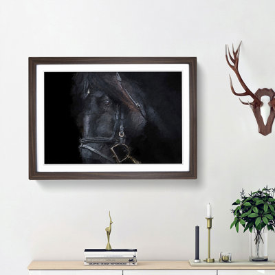 Enchanting Black Stallion Horse - Picture Frame Painting Print on MDF