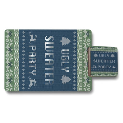 Ugly Sweater Party Designer Wood Placemat Coaster Set