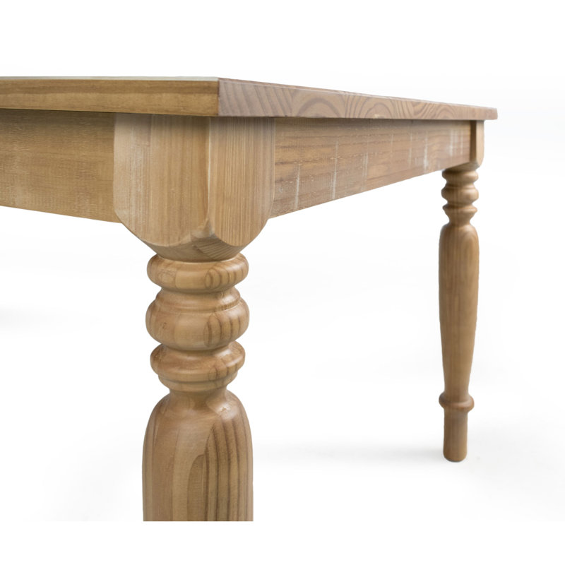 Caydn Pine Solid Wood Dining Table, Rustic Yellow