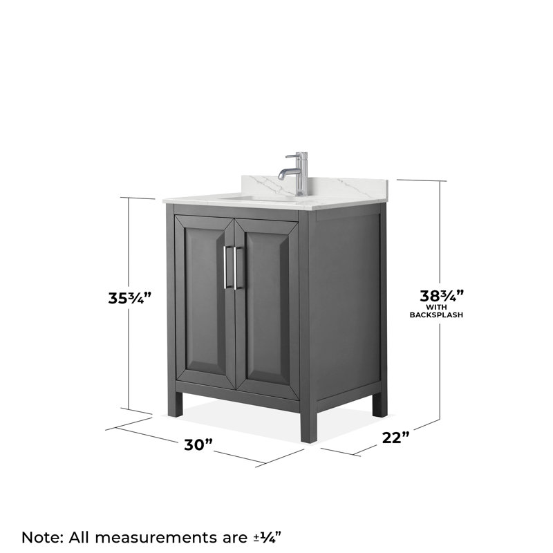 Daria 30'' W Vanity, Polished Chrome, Gray, Giotto Quartz