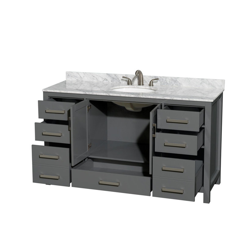 Sheffield 60" Single Bathroom Vanity Set, Dark Gray