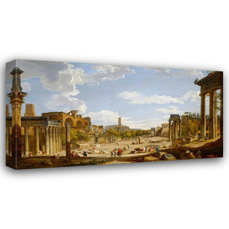 «View of the Roman Forum» par Giovanni Paolo Panini - Art mural sur toile tendue avec châssis, H 24 po x l 17 po