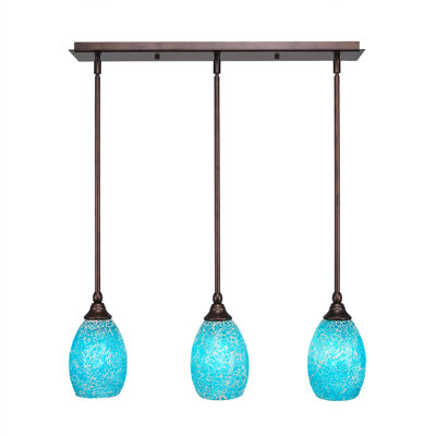 3 Light Stem Hung Linear Pendalier Shown With 5" Fusion Glass