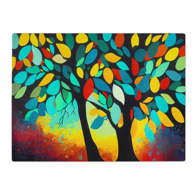 Graceful Abstract Trees  Glass Chopping Board