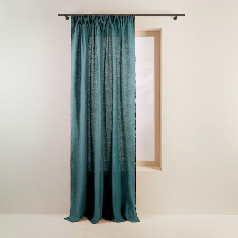 Carlina Pencil Pleat Semi Sheer Sliding Curtain, Dark Blue, Width 350 x Drop 280cm