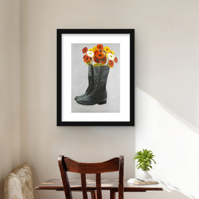 Boots Full of Flowers | Floral Bedroom Print for Home Decor