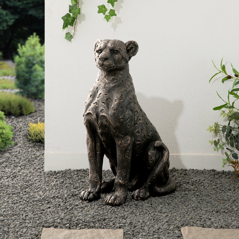 23.25''H MGO Bronze Leopard Statue