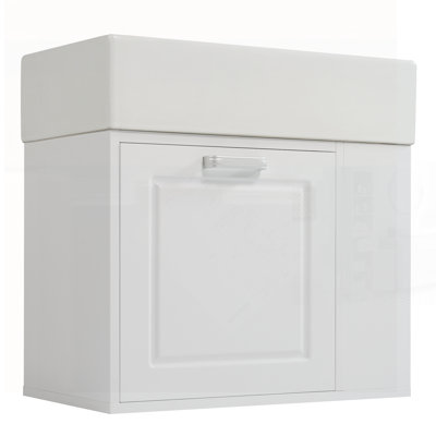 Meuble-lavabo mural moderne avec lavabo, grand tiroir, tablette réglable et système de fermeture en douceur blanc