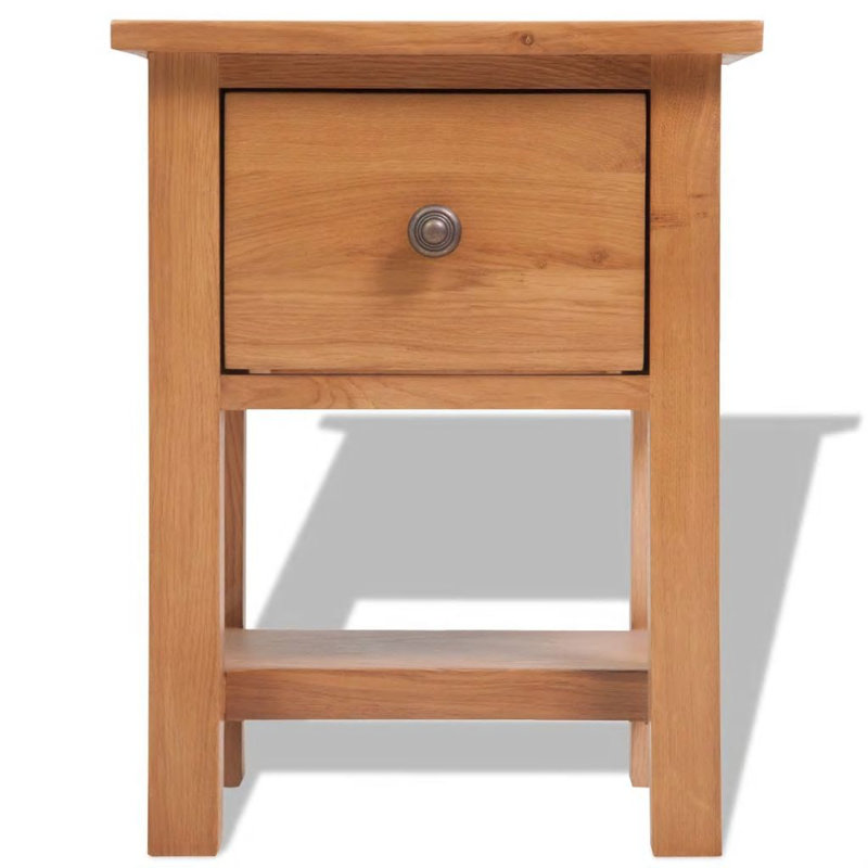 Table de chevet chêne massif bois brun, H 18,5 po x l 14,2 po x P 11,8 po
