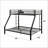 Twin XL/Queen Metal Bunk Bed with LED Headboard, Sandy Black Finish - Space-Saving Design