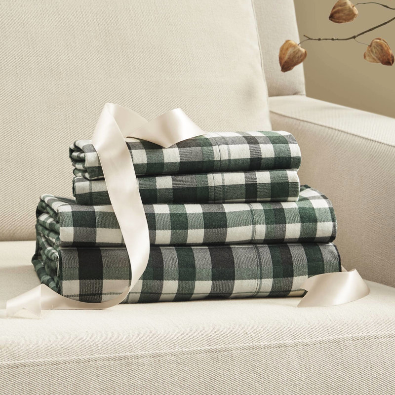 Ensemble de draps en flanelle 100% coton, 4 pièces