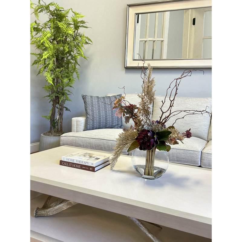 Arrangement floral Lilbourn, artichaut, lierre et pampas dans un vase