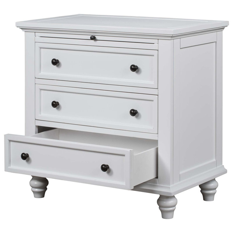 Buffet moderne à 3 tiroirs Charrise, Blanc