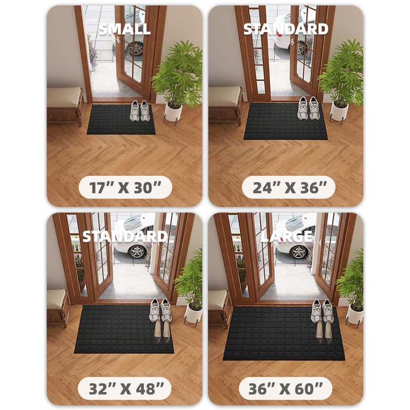 Paillasson antidérapant pour l'intérieur et l'extérieur, L 32 po x L 48 po, Gris foncé