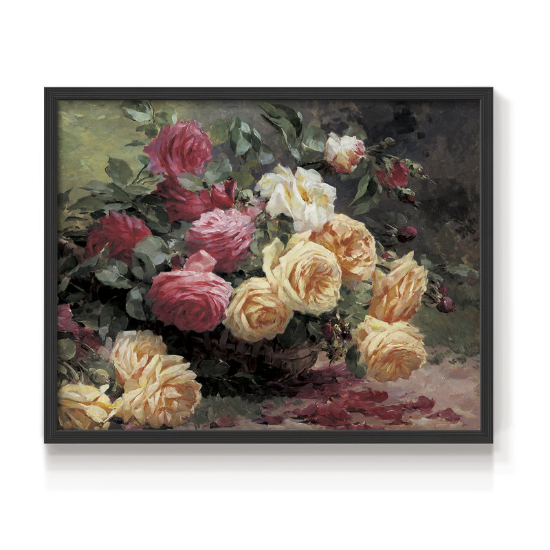 Roses revisitées - impression encadrée - réaménageable, H 8 po x l 10 po, Noir, noir, noir, noir