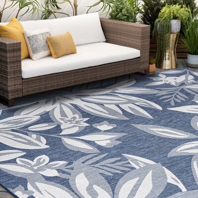 Hipple Floral Gray/White/Navy Blue Indoor / Outdoor Area Rug -  Andover Millsâ¢, 1FF86FFA0901461A9C45DE822AAFE8B6