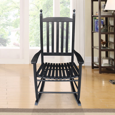 Chaise berçante en bois NOIR, sans passe-partout