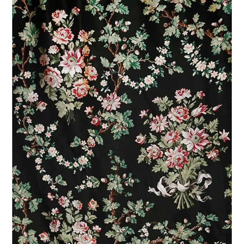 La Belle Jardiniere Silk Fabric, Black Cerise