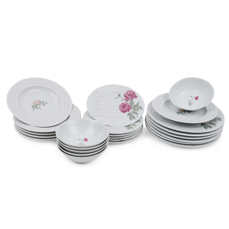 Porcelain China Dinnerware Set 24 Piece - Service for 6