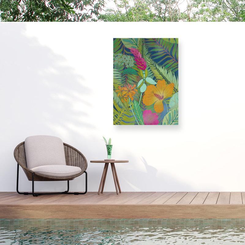 Toile d'extérieur «Tapisserie tropicale II» Chariklia Zarris, H 47 po x l 35 po x P 1,5 po